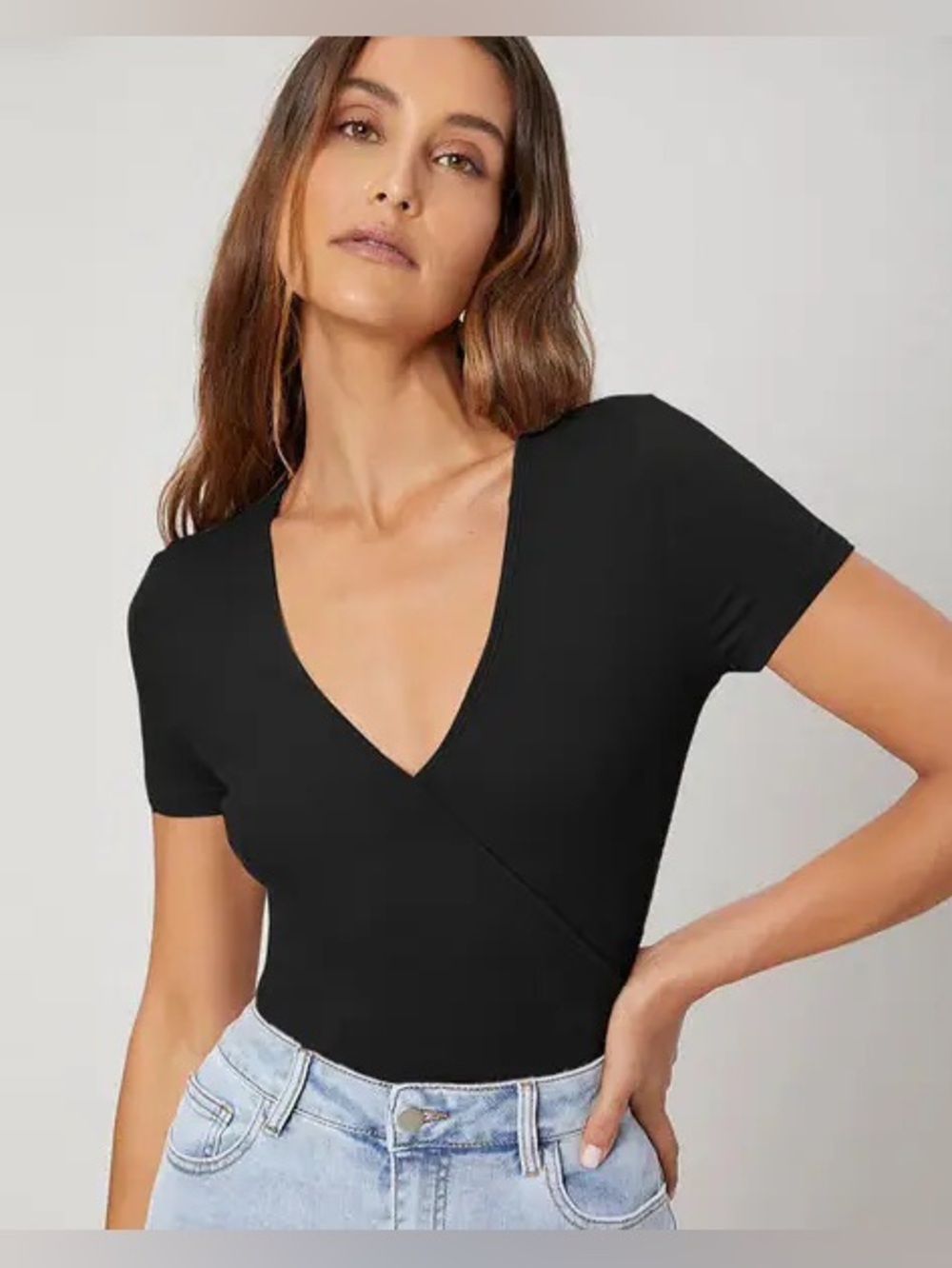Abercrombie & Fitch Black Crossover Bodysuit